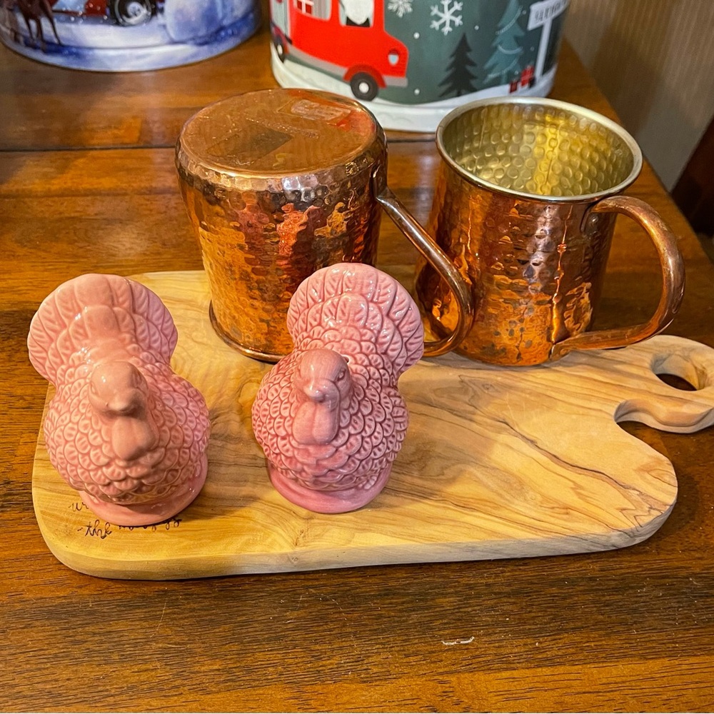 Fall Decor: Turkey Salt + Pepper Shakers Neutral - Vintage Thanksgiving - NEW!